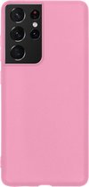 Hoesje Geschikt voor Samsung S21 Ultra Hoesje Siliconen Cover Case - Hoes Geschikt voor Samsung Galaxy S21 Ultra Hoes Back Case - Roze