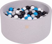 MeowBaby® Ronde Ballenbak set incl 300 ballen 90x30cm - Licht Grijs: Wit, Blauw, Zwart, Grijs