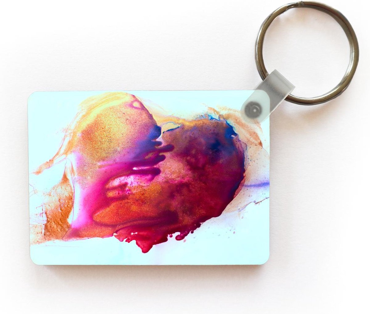 Sleutelhanger - Waterverf - Hart - Abstract - Uitdeelcadeautjes - Plastic