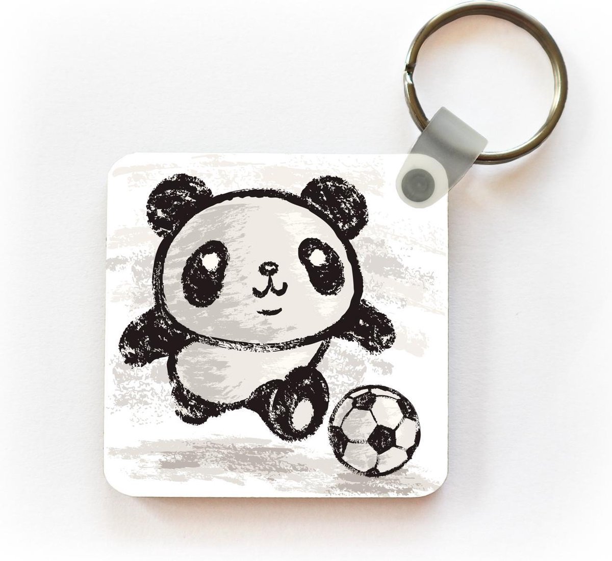 Sleutelhanger - Uitdeelcadeautjes - Panda - Voetbal - Zwart - Wit - Plastic