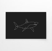 Walljar - Shark Line Art - Muurdecoratie - Canvas schilderij