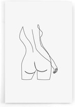 Walljar - Woman Body Line Art - Muurdecoratie - Poster met lijst