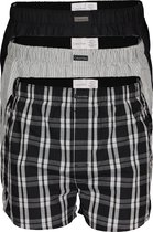 Calvin Klein Woven Boxers (3-pack) - wijde heren boxershorts katoen - zwart - gestreept en geruit - Maat: XL