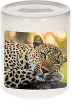 Dieren luipaard foto spaarpot 9 cm jongens en meisjes - Cadeau spaarpotten jaguars/ luipaarden liefhebber