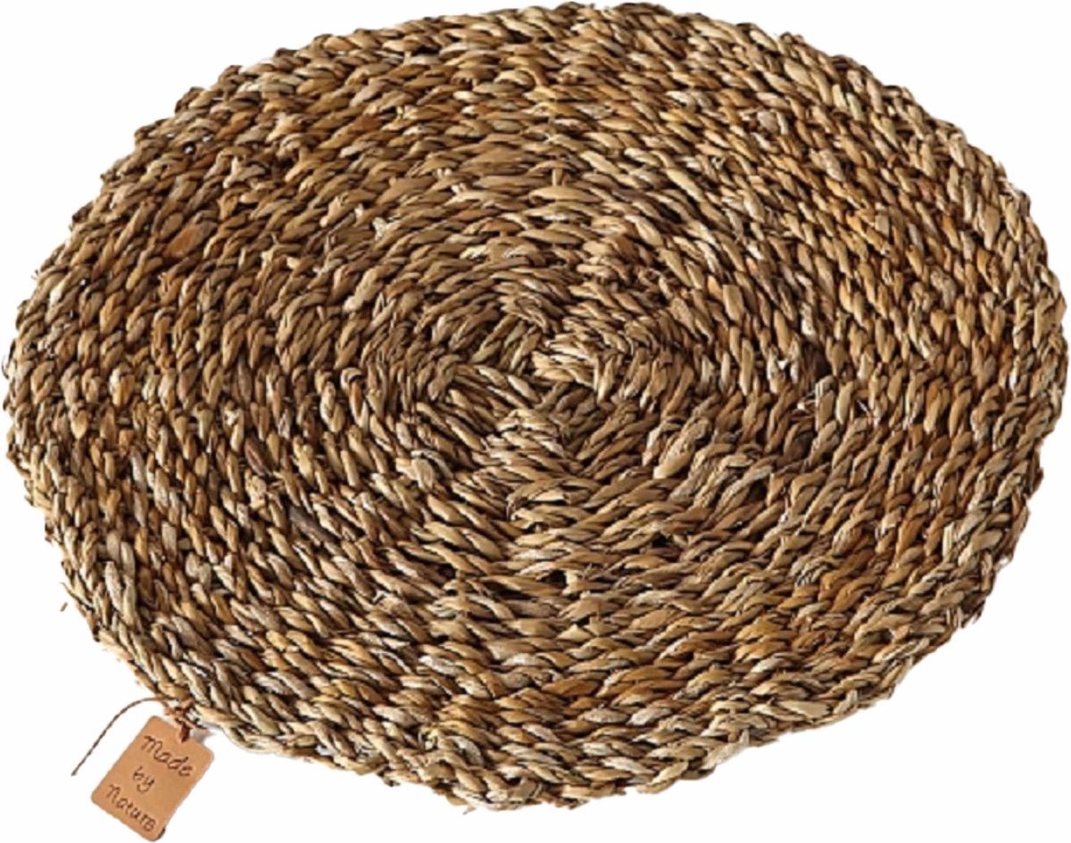 10x Placemats rond zeegras handgemaakt 40 cm Natuurlijke placemats