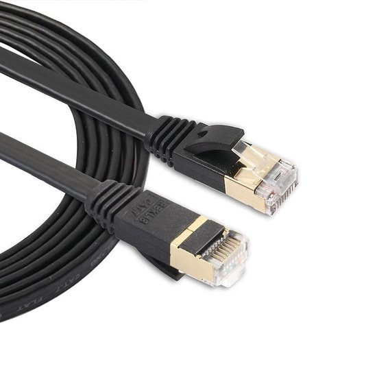 1.8m CAT7 Ultra dunne Flat Ethernet netwerk LAN kabel (1000Mbps) - Zwart