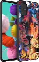 iMoshion Hoesje Geschikt voor Samsung Galaxy A51 Hoesje Siliconen - iMoshion Design hoesje - Zwart / Meerkleurig / Jungle Lion