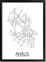 Ahaus Plattegrond poster A2 + Fotolijst Zwart (42x59,4cm) - DesignClaud