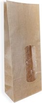 Blokbodemzak - traktatie zakjes – papierenzakje met venster - 55x175x35mm - per 100 stuks
