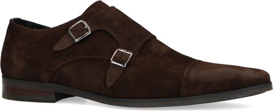Manfield - Heren - Donkerbruine gespschoenen van suède - Maat 44 | bol.com