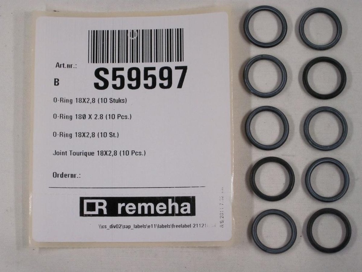 Remeha O-ring Set S59597 - 18 x 2.8 mm - 10 Stuks - t.b.v. Avanta, Tzerra & Calenta