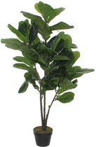 Grote groene Ficus lyrata/vioolbladplant kunstplant 120 cm in zwarte pot - Kunstplanten/nepplanten - Vijgenbomen