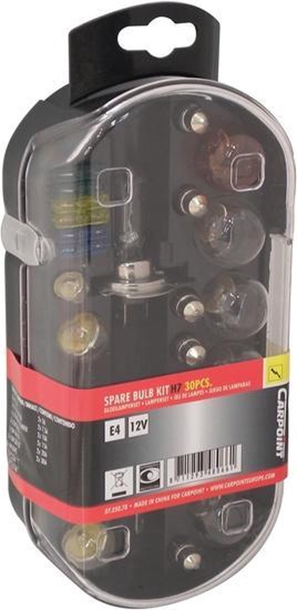 Carpoint 30-Delige Reservelampenset - H7 Autolamp - Koplamp