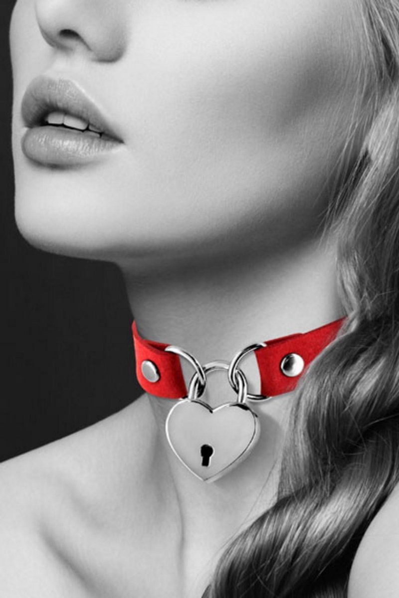 Goedkoopste Bijoux Pour Toi - Halsband met Hartje en Slot - Rood