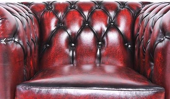 Chesterfield Fauteuil Original Leer Antiek Rood 12 jaar