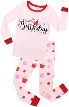 Elowel - Meisjes Pyjama 2 Delig, 100% Katoen, Comfortabel, Slim fit Broek | 6 Jaar | Happy Birthday