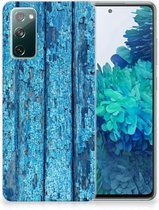 Backcase Siliconen Hoesje Samsung Galaxy S20 FE Telefoonhoesje Wood Blue