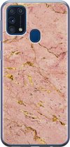 Samsung M31 hoesje - Marmer roze goud | Samsung Galaxy M31 hoesje | Siliconen TPU hoesje | Backcover Transparant