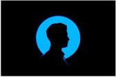 Poster – Silhouet van Man in Blauwe Cirkel - 60x40cm Foto op Posterpapier