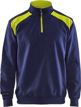 Blåkläder Sweatshirt Bi-color Halve Rits 33531158 Marine/High Visibility Geel - Maat XS