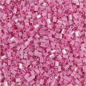 Rocailles, afm 15/0 , d: 1,7 mm, roze, 2-cut, 500gr, gatgrootte 0,5 mm