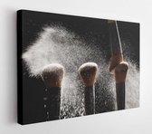 Make up, beauty and mineral powder concept - Cosmetics brush and explosion colorful makeup powder background  - Modern Art Canvas - Horizontal - 1207728703 - 115*75 Horizontal