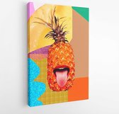 Contemporary art collage. Funny Pineapple and Maximum Party. Fashion texture flat lay design - Modern Art Canvas -Vertical - 740262751 - 80*60 Vertical