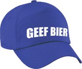 Geef bier fun pet blauw voor dames en heren - geef bier baseball cap - carnaval fun accessoire