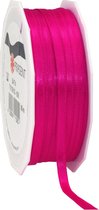 1x Luxe Hobby/decoratie fuchsia roze satijnen sierlinten 0,6 cm/6 mm x 50 meter- Luxe kwaliteit - Cadeaulint satijnlint/ribbon