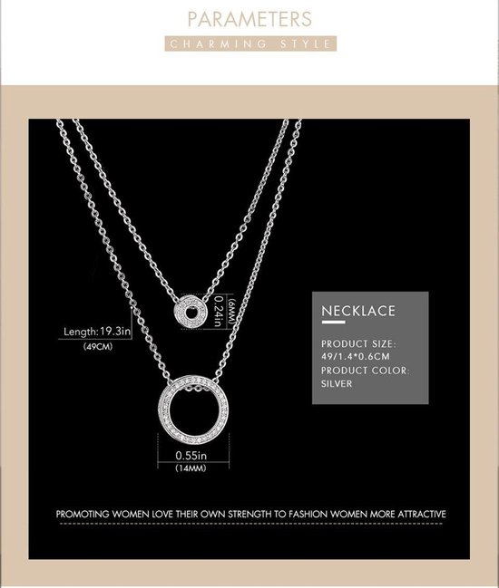 Boerni Aibisino Horloge en Ketting Zilver kleur luxe geschenk set | Crystal glass | Premium kwaliteit uurwerk Quartz Japan | Mineraal | Geschenk | Fashion | Elegant | Dames | Vrouw |  Black Friday