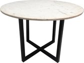 Eetkamertafel Wit Marmer 140cm met U Kruispoot