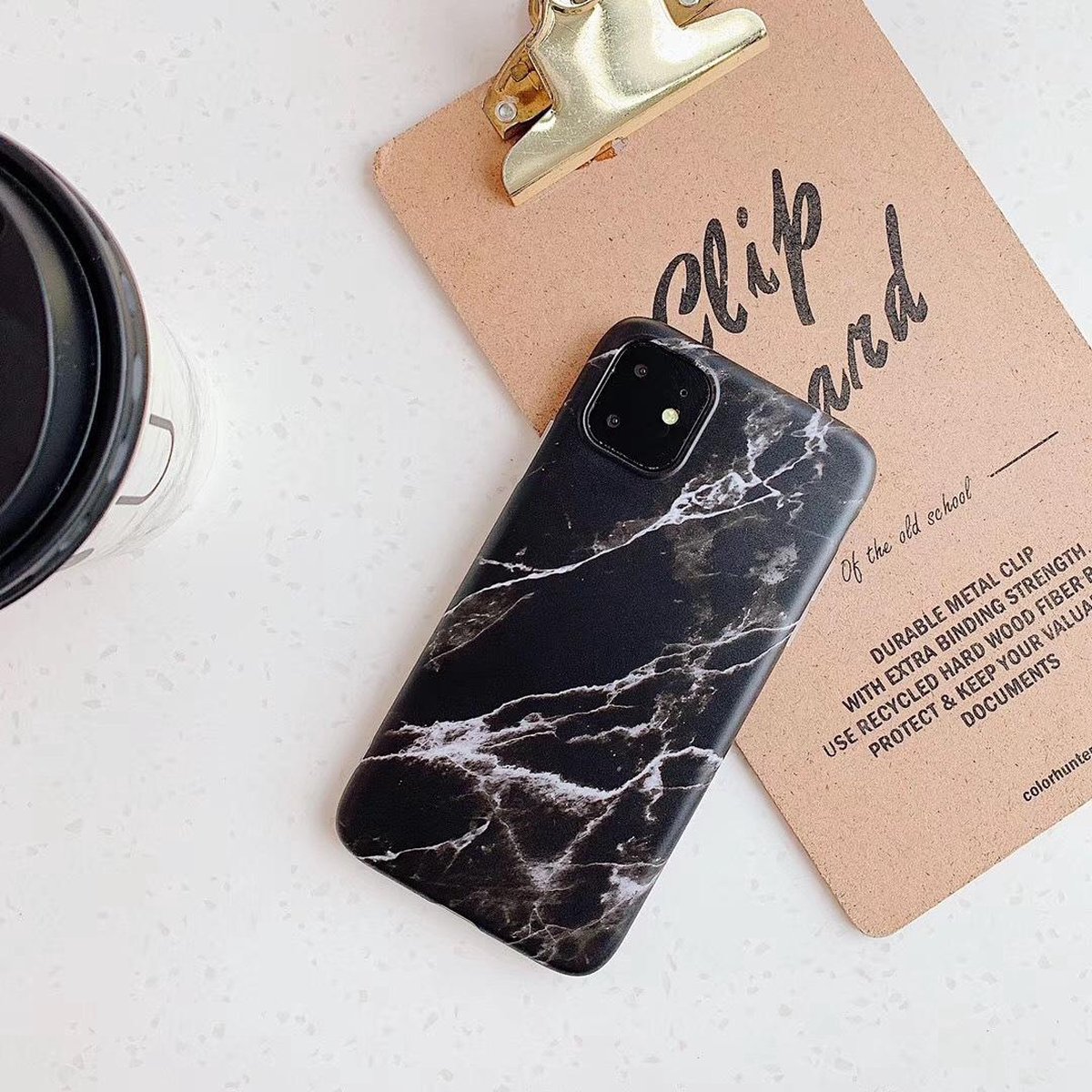For iPhone 11 - Black Luxury Marble cover / case / hoesje