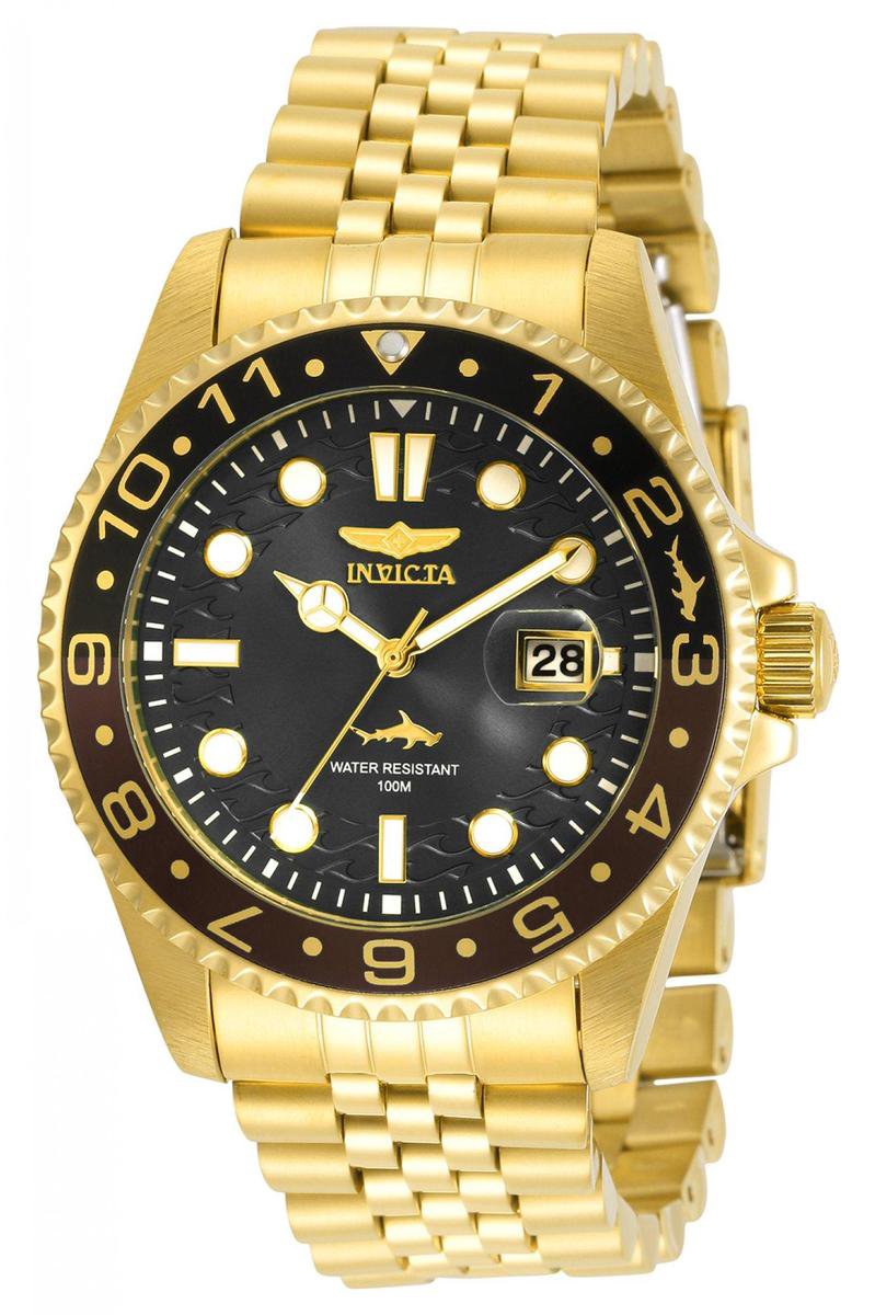 Invicta Pro Diver 30622 Heren Horloge - Waterdicht - Analoog - Quartz Uurwerk - Roestvrij Staal met zwarte Wijzerplaat - 43mm