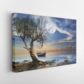 Onlinecanvas - Schilderij - Old Tree On The Beach Art Horizontal Horizontal - Multicolor - 60 X 80 Cm