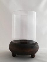 Combi kandelaar met cilinderglas - Waxinelicht - Stompkaars - 17 cm hoog