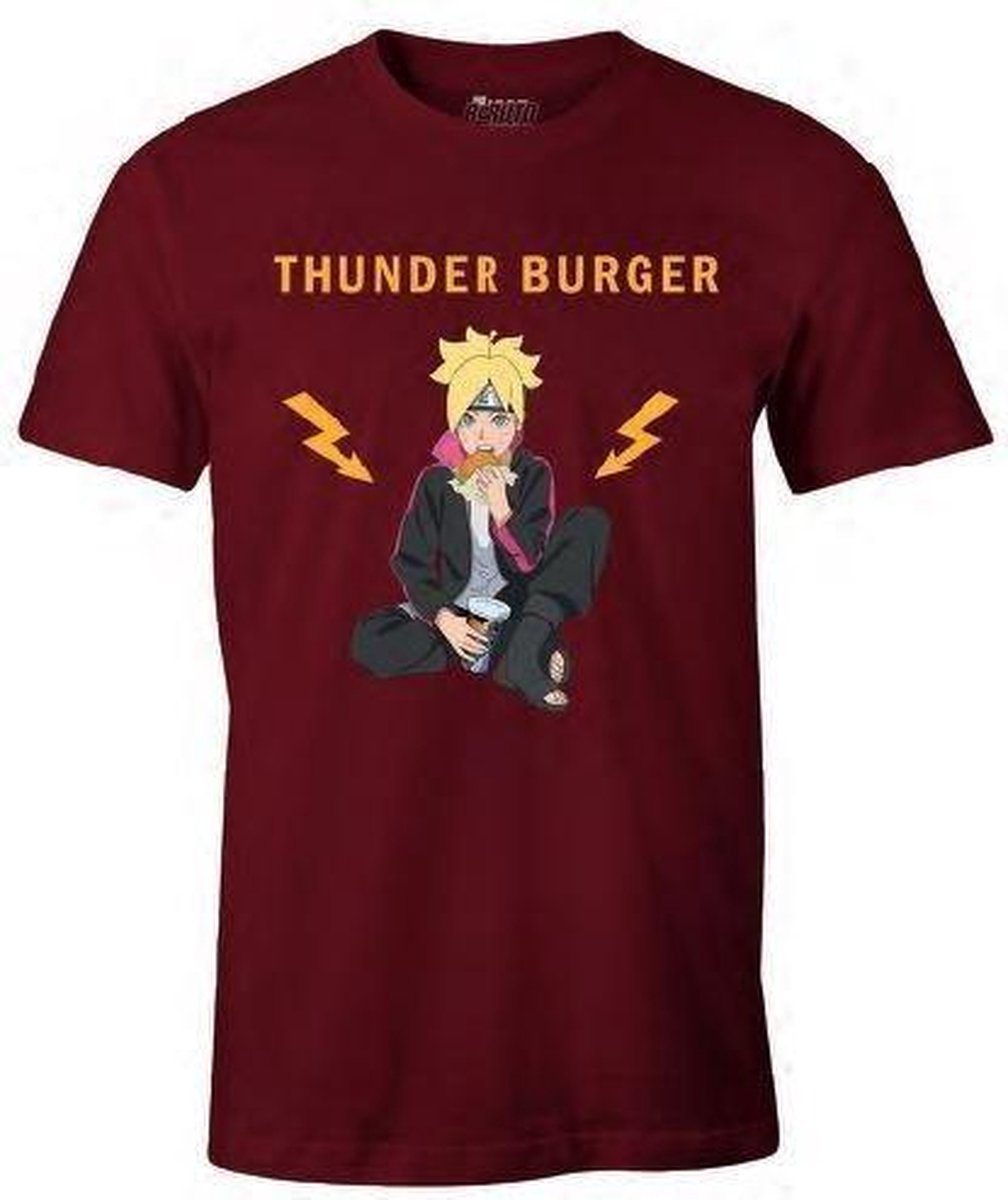 Boruto - Thunder Burger Logo Burgundy T-Shirt - L