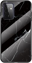 Marble Glass Back Cover - Samsung Galaxy A72 Hoesje - Zwart