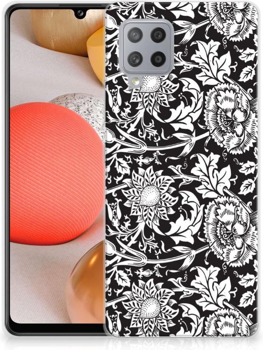 Samsung Galaxy A42 TPU Case Black Flowers