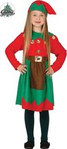 Guirma - Kerst & Oud & Nieuw Kostuum - Rood Groene Elf - Meisje - Rood, Groen - 3 - 4 jaar - Kerst - Verkleedkleding