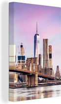 Canvas Schilderij Brooklyn Brug en de skyline van New York - 60x90 cm - Wanddecoratie