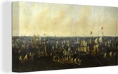 Canvas Schilderij De slag op de Zuiderzee - Abraham de Verwer - Kunstwerk - Oude meesters - Vintage - 80x40 cm - Wanddecoratie