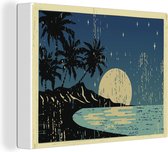 Canvas Schilderij Vintage ansichtkaart met een tropische illustratie - 80x60 cm - Wanddecoratie