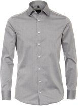 VENTI modern fit overhemd - twill - grijs - Strijkvriendelijk - Boordmaat: 41
