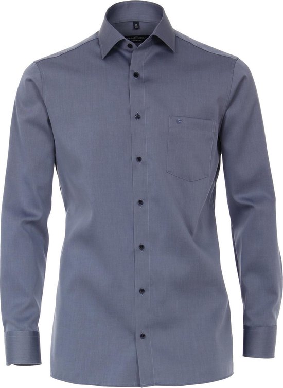 CASA MODA comfort fit overhemd - mouwlengte 72 - blauw twill - Strijkvrij - Boordmaat: