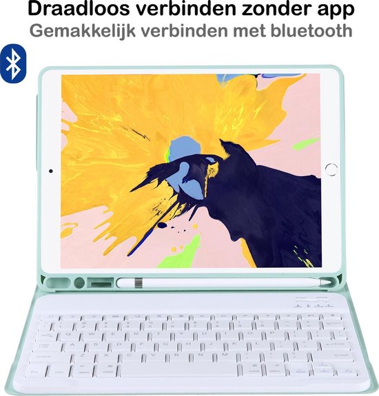 Étui clavier Bluetooth iPad 10.2 2019/2020 avec découpe Apple Pencil - Vert menthe