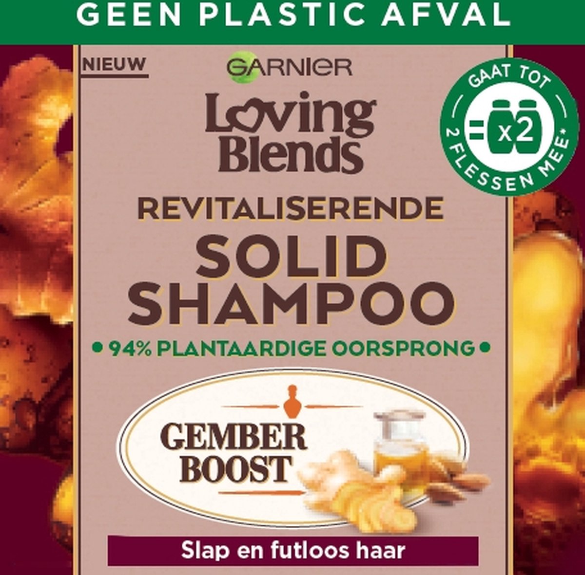 Garnier Loving Blends - Revitaliserende Solid Shampoo Bar - Gember - Voor Slap en Futloos Haar - 71 g - Garnier