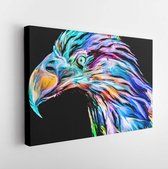 Animal Paint series. Eagle portrait in multicolor paint on subject of imagination, creativity and abstract art.  - Modern Art Canvas - Horizontal - - 115*75 Horizontal