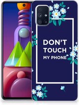 Telefoon Hoesje Geschikt voor Samsung Galaxy M51 Leuk TPU Back Case Flowers Blue Don't Touch My Phone