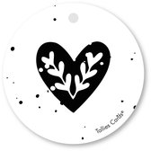 Tallies Cards - kadokaartjes  - bloemenkaartjes - Hart blanco - Black&White - set van 5 kaarten - valentijnskaart - valentijn  - moeder - mama - liefde - 100% Duurzaam