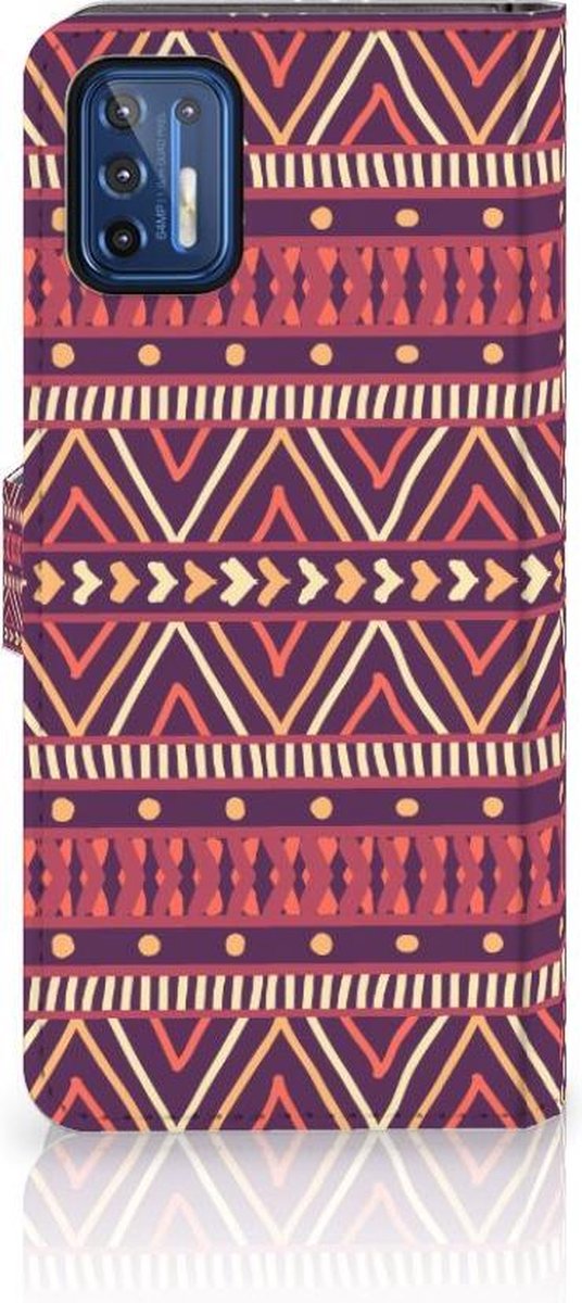 Motorola Moto G9 Plus Telefoon Hoesje Aztec Paars